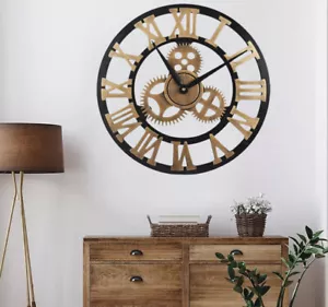 Roman Numerals Skeleton Wall Clock Home Vintage Giant Big Open Face Round Large、 - Picture 1 of 9
