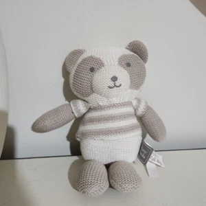 Living Textiles Patty Panda Bear 10" peluche bambino asilo maglia cotone sonaglio - Foto 1 di 5