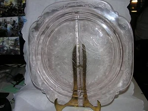 FEDERAL GLAS CO MADRID ROSA GETEILT 10 1/4" DURCHMESSER TELLER  - Bild 1 von 3