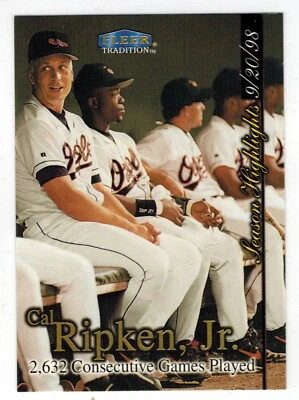 CAL RIPKEN JR 1998 Fleer Tradition Update #U8 (2,632 Consecutive Games Played) - Image 1 of 2