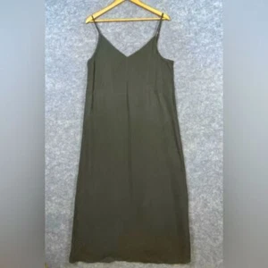 Jenni Kayne Rio Slip Maxi Dress Size L Moss Green V-neck Flowy Lightweight - Picture 1 of 8