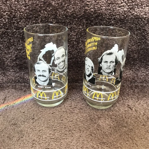 Pittsburgh Steelers Superbowl 14 Set of 2 McDonalds Glasses Jack Lambert Bleier Cover