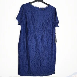 NWT Adrianna Papell Dress Lace Cap Sleeve Sapphire Blue Size 24W Knee Length - Picture 1 of 9