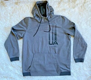 Under Armour Cold Gear Black Gray UA Logo Pullover Hoodie Sweater 2XL - Picture 1 of 5
