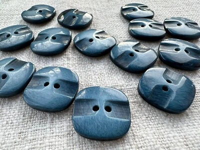 Knöpfe♥ 7 St.  23mm 4eck schwarz♥blau meliert Zierknopf Bluse BOHO Butterfly - Bild 1 von 2