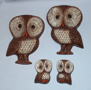 6 Vintage 1960s 1970s Retro Kitschy Owls Hanging Wall Art Plaques MCM Foamcraft - Picture 1 of 4
