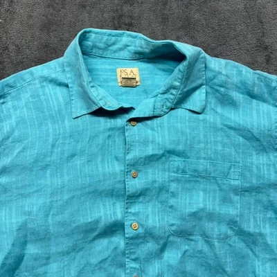 Jos A Bank Shirt Mens XL Blue Button Up Long Sleeve 100% Linen Casual Preppy - Image 1 of 4