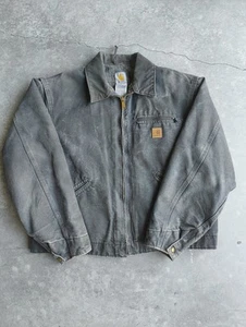Vintage Carhartt Detroit J97 PTL Charcoal Grey Faded Black Jacket X Large - Picture 1 of 5
