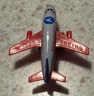 "Avión de juguete de fricción litografía de hojalata Boeing B 737 de British Airways - Japón 3,5""" Foto 1 de 4