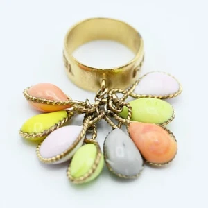 Anillo CHANEL Color Piedra Marca Coco Logo GP Talla 13 Dorado Multicolor Accesorio Informal - Imagen 1 de 12