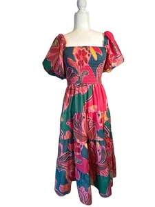Boutique Woman’s Smocked Balloon Sleeve Midi Dress: Size Medium - Picture 1 of 4