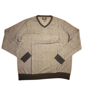 Suéter Nordstrom Para Hombre XL Gris Negro Borde Cuello en V Manga Larga Pullover - Imagen 1 de 4