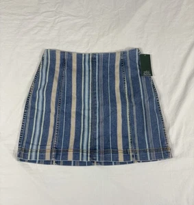 NWT Wild Fable Women Blue Striped Denim Mini Skirt 6 - Picture 1 of 8