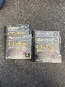 4 Memorex CD-RW Platinum 4x Rewritable Speed 650MB Data 74 min Audio Sealed NEW - Picture 1 of 2