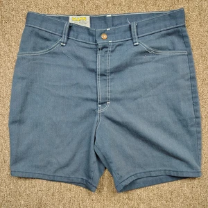Pantaloncini chino vintage MANN uomo 32 blu twill classico anni 70 abbigliamento estivo - Foto 1 di 8