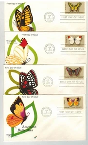1977 AMERICAN BUTTERFLIES SET OF 4 DIFF COLOR FDCs Nice! - Picture 1 of 1