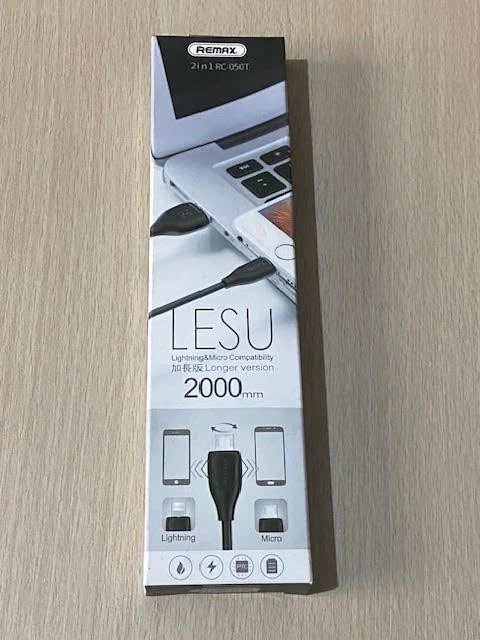 iPhone & Micro usb cable remax 2m Black 2in1 - Image 1 of 1