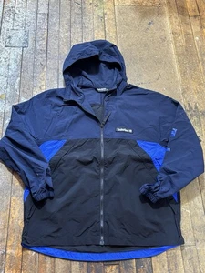 Timberland Blue Black Hooded Windbreaker Jacket Men’s Size Large L - Picture 1 of 3