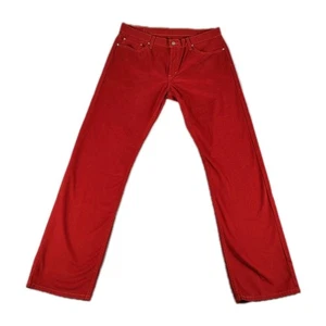 Levi Strauss 514 Herren Gr. 36 x 34 Burgunderrot Gerades Bein 5 Taschen Jeans Weiß Etikett - Bild 1 von 13