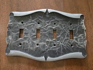 Vintage Amerock Carriage House SILVER PEWTER 4 QUAD Light Switch Plate Cover - Picture 1 of 17