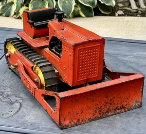 Vintage 14" Nylint Bulldozer # 4200 1960's Orange Pressed Steel Old Toy Working - Picture 1 of 11
