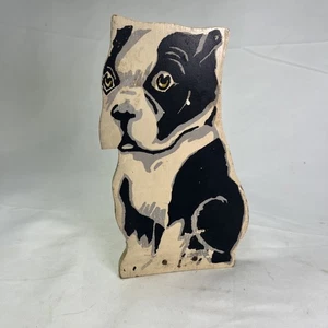 Vintage French Bull Dog or Boston Terrier Wood Doorstop - Picture 1 of 12