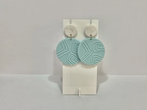 Long Drop Blue And White Polymer Clay Nickel Free Earrings - Picture 1 of 2