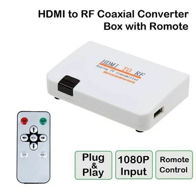 HDMI To RF Coaxial Converter Box With Remote Control Signal Transmitter Adapter - Image 1 of 4