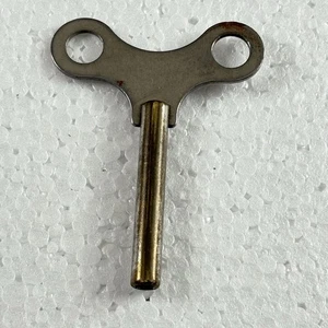 Vintage Mid Century Metall Aufzieh Uhr Schlüssel Silber Messing Vierkant Loch Aufzieher Werkzeug - Bild 1 von 13