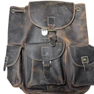Polare Vintage style Full Grain Leather Rucksack Backpack NWOT - Picture 1 of 8