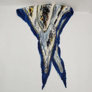 NO TARIFF Hermes scarf Pleats scarve Navy Blue Silk100% 2880754 - Picture 1 of 10