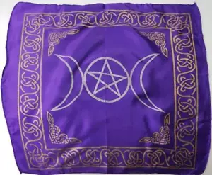 Gold on Purple Triple Moon and Pentacle Altar Cloth! - Picture 1 of 2