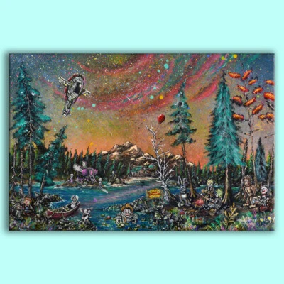 "CAMP CRYSTAL LAKE" canvas print, pop graffiti tattoo gremlins Bigfoot pennywise
