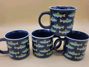 Set Of 4 FISHING Fish COFFEE MUGs Cup Ceramic Camping Rv OUTDOOR - Picture 1 of 6