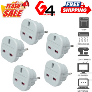 EU European Euro Europe 3-Pin To 2-Pin - UK Travel Plug Socket Converter Adapter