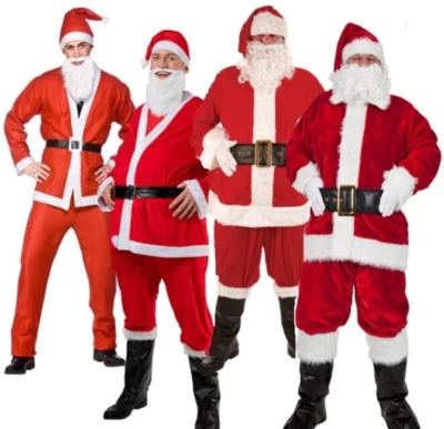 WICKED Mens Santa Costume Adults Father Christmas Santa Claus Fancy Dress Outfit Deluxe