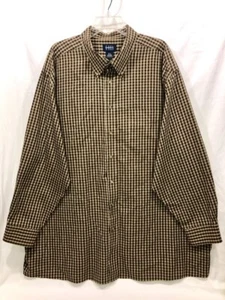 Harbor Bay Short Sleeve Button Up Brown Yellow Plaid Shirt Mens 3XL - Picture 1 of 7
