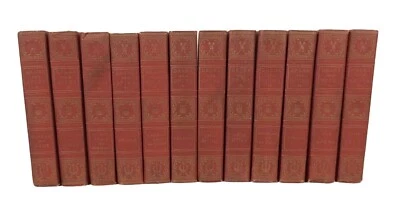 Alfred Bates Drama & Opera Book Set 12 Volumes 1909 Red Fabric Deckled Edges - Image 1 of 4