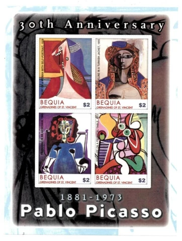 Bequia 2004 - Pablo Picasso - Sheet of 4 Stamps -  Scott #330 - MNH Cover