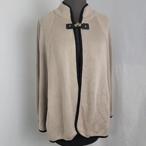 CK Calvin Klein CAPE PONCHO Beige Negro Abierto NUEVO Talla Única PVP $128 Almendra - Imagen 1 de 6