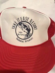 Vintage 80s 90s Fishing Take It Easy Resort Trucker SNAPBACK MESH Foam Hat Cap - Picture 1 of 3
