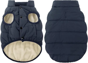 Windproof Dog Winter Coat XS Blue - Waterproof, Fleece Lined Cold Weather Vest - Picture 1 of 10