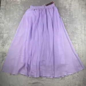Afibi Skirt Women's Chiffon Lined Pleated Long Maxi Skirt Elastic Waist Lavender - Picture 1 of 10