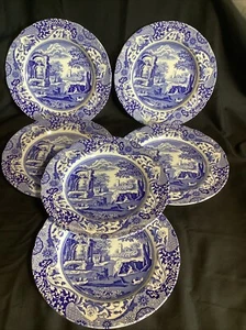 6 X Spode Blue Italian 9” Plates Luncheon Or Small Dinner Unused - Picture 1 of 14