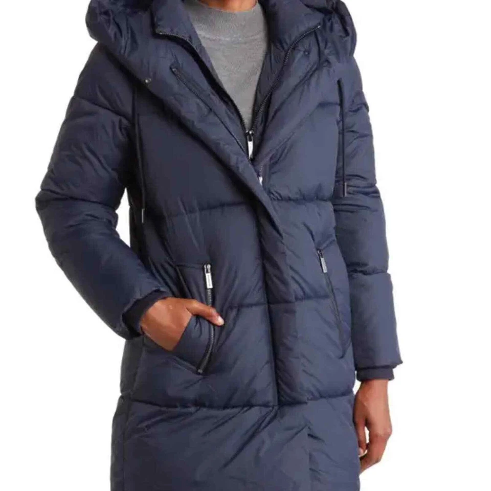 Jaqueta Michael Kors Missy 3/4 com Capuz Azul Meia-Noite Feminina Tamanho P Nova Etiqueta - Imagem 1 de 1