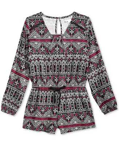 Epic Threads Gir’s Geo-Print Lace-Up Rompers - Picture 1 of 3
