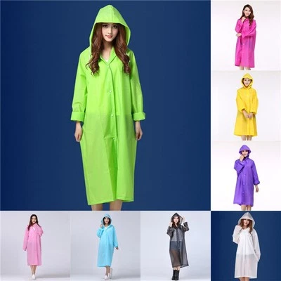 Top Quality Unisex PVC Raincoat Long Sleeve Hooded Waterproof Jacket Coat - Image 1 of 4