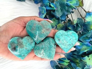 Amazonite Heart - Amazonite Heart Carving - Amazonite with Smoky Quartz - - Picture 1 of 10