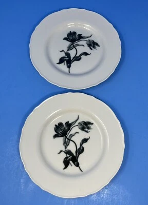 Juego de 2 platos de ensalada IKEA 13781 blanco con borde festoneado floral negro 8,5" Foto 1 de 4