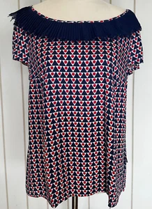 Boom Shankar | Blue Trim Cap Sleeve Top | Size: 10 - Foto 1 di 7